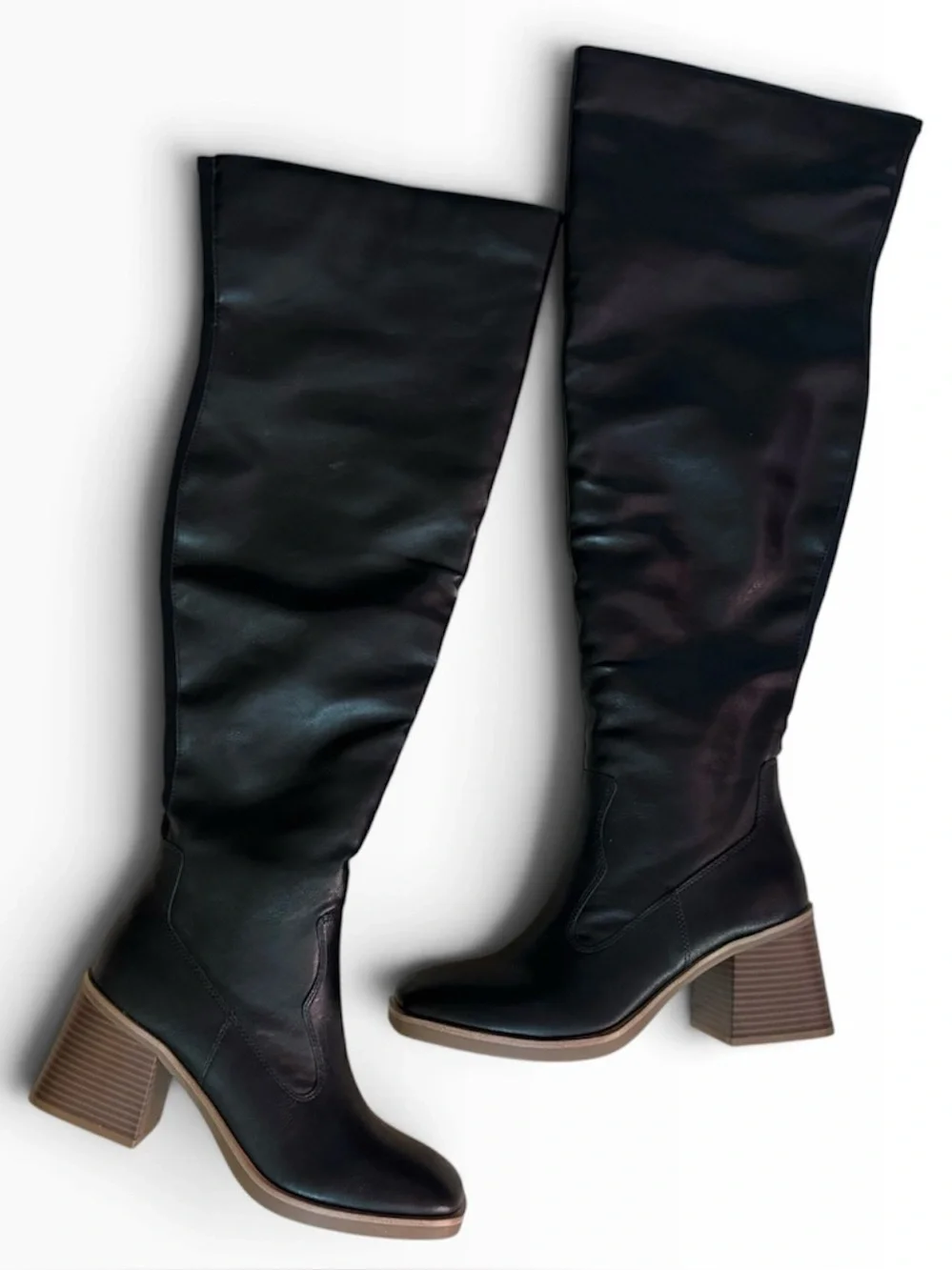 Black Over The Knee Block Heel Tall Boots Sun & Stone Size 8